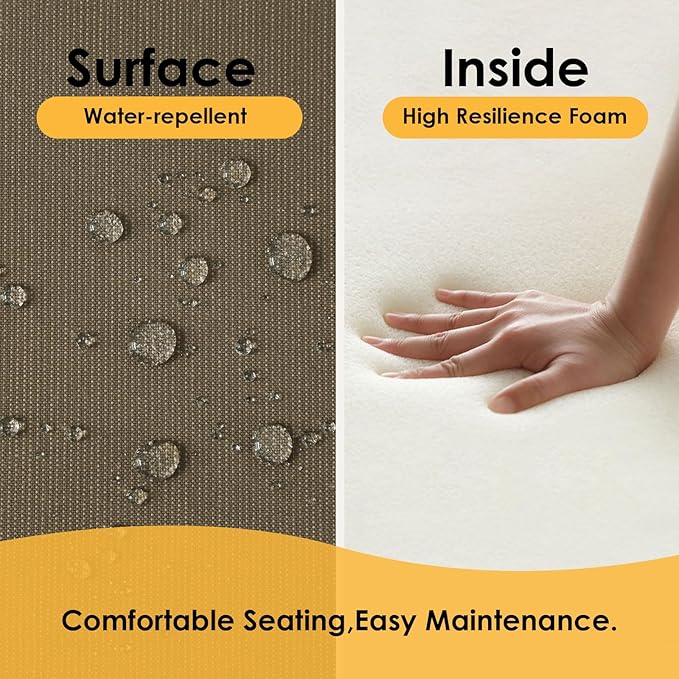 Outdoor Sunbrella Cushions for Patio Furniture Set of 2, 24"x24" Water Repellent Chair Cushions Removable Seat Bottom & Back Cushion Covers for Chair, Sofa, Couch, Specrtum Caribou