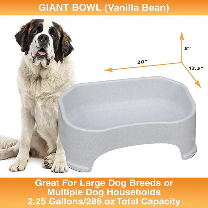 Neater Pet Brands Extra Large Water Bowl for Dogs, Outdoor Dog Water Bowl (2.25 Gallon Extra-Large Capacity), Big Trough Style Food Dish for Indoors or Outside, No Spill Large Dog Bowls, Vanilla Bean