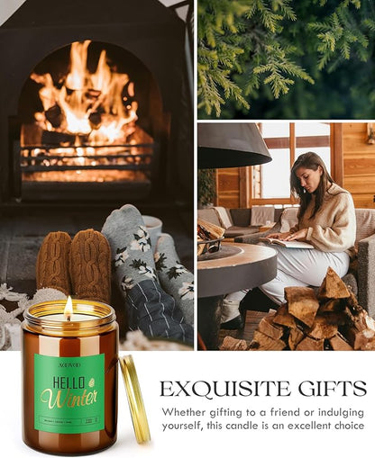 AOOVOO Hello Winter Candle - Large Pine Scented Soy Wax Aromatherapy Candles, 22oz