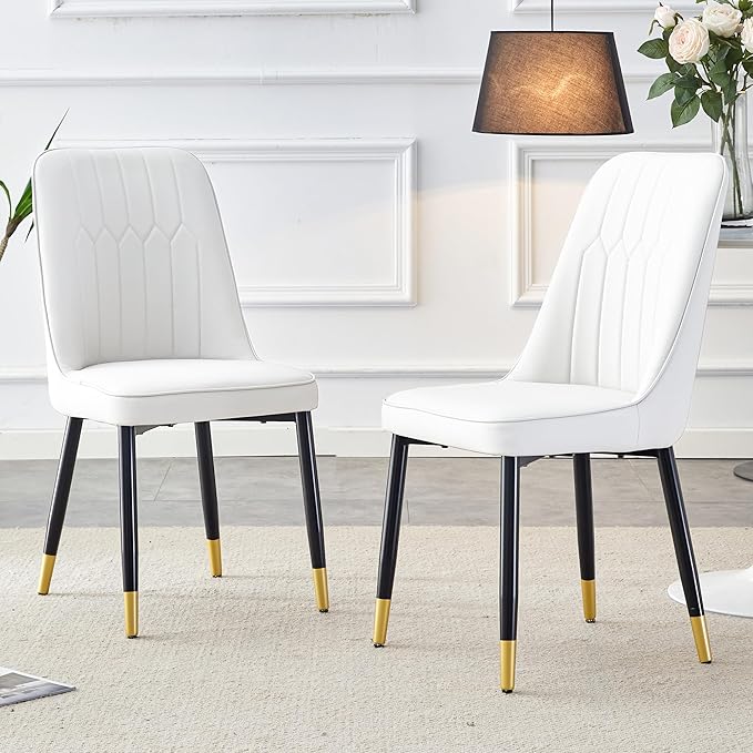 Dining Chairs Set of 2，Modern Dining Chairs, Equipped with PU Leather Backrest Cushions and Metal Legs, Suitable for Restaurants, Kitchens, and Dining Room Chairs