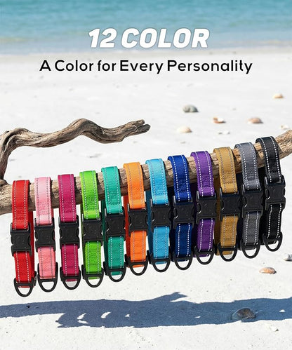 TagME Reflective Nylon Dog Collars, Adjustable Classic Pet Collar with Quick Release Buckle for Small Dogs, Orange, 3/4" Width