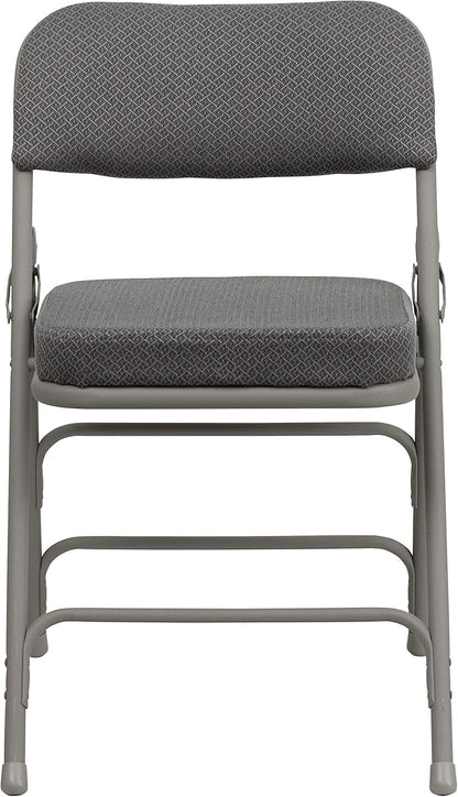 Flash Furniture Hercules Series Metal Folding Chairs with Cushioned Seat, Fabric Upholstered Event Chairs with 300-lb. Static Weight Capacity, Set of 4, Gray
