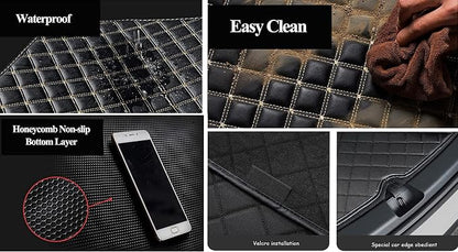 Custom Car Mats with Text & Image Personalization, Upload Your Own Word/Name/Photo, All-Weather Leather Floor Liners for SUV Sedan Truck- Black/Black