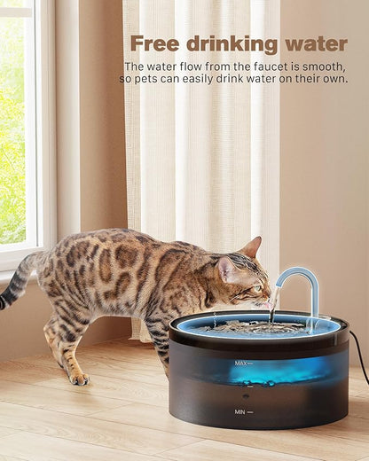 Cat Water Fountain: 108oz/3.2L Cat Fountain Super Silent Pet Water Fountain - Water Fountains for Cats Indoor - Faucet Cat Fountain- Suitable for Cats and Dogs - with 6 Filters & 3 Sponges