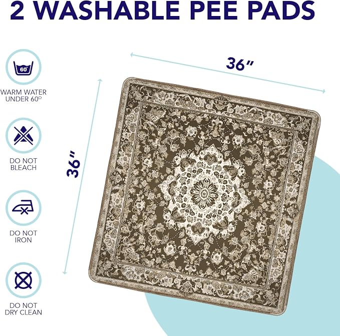 PUPIBOO Washable Pee Pads for Dogs and Cats - Super Absorbent Reusable Puppy Training Pads - 100% Waterproof, Leak-Proof & Non-Slip Whelping Pads for Pet Housebreaking