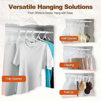 HOUSE DAY Foldable Travel Hangers 20 Pack w/10 Clips, Cruise Essentials 2025, Portable Hangers Collapsible Hanger Plastic, Travel Must Haves for Suitcase, Hotel, RV, Road Trip, Flying, Camping-White