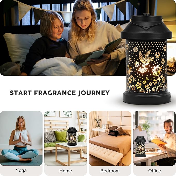 Dialan's Candle Warmer Lamp with Timer - Electric Candle Wax Melt Warmer with Dimmer for Scented Wax Jar Candles Home Decor Bedside Candle Lamp Gifts for Women Mom (Hummingbird, 2 Bulbs Included)