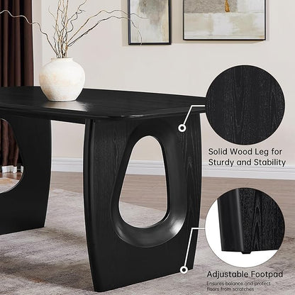 Morden Fort Modern Dining Table for 4-6 People,68'' Rectangle Dining Table, Kitchen Table with Pedestal Base, Dinner Table for Dining Room, Kitchen, Living Room (Black)