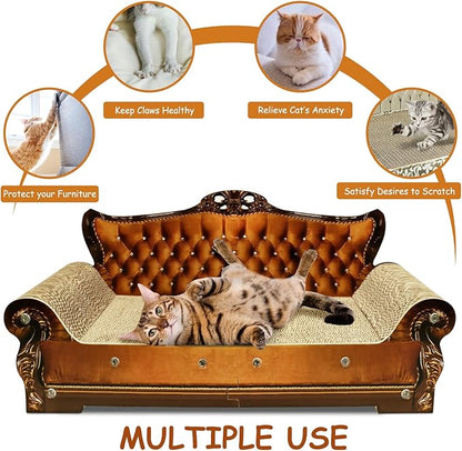 Luxury Cardboard Cat Scratcher Sofa Bed, Couch Shaped Scratching Board, Scratch Lounge with Catnip, Cat Scratcher for Indoor Cats Large Brown