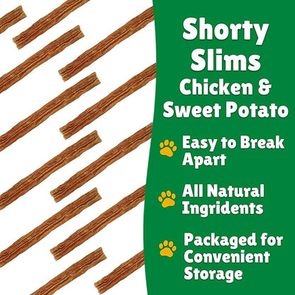 Lucky Premium Treats Lucky Shorty Slims - Sweet Potato and Chicken Jerky Dog Treats, Crunchy Dog Chew Sticks with Real Chicken and Sweet Potato for Small to Large Dogs (7 Count)