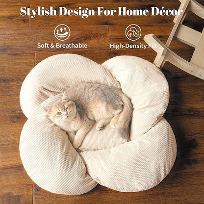CHEERHOME PETS Elevated Cat Bed Wooden with Cushion Fluffy Pet Couch Sofa for Indoor Cats Raised Kitty Lounge Chair Suitable for Puppy, Cat Furniture(White)