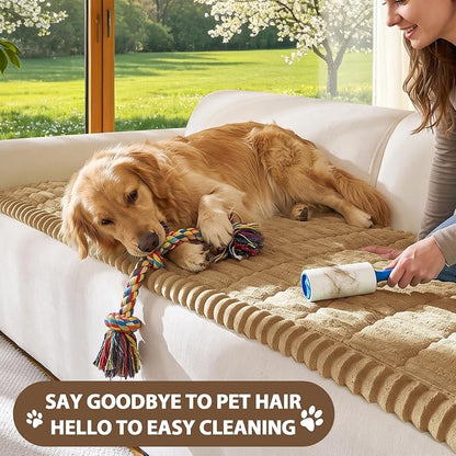 FUANGUI Waterproof Couch Cover Sofa Cover for Dogs and Pets Sofa Protector | Non-Slip Washable Fuzzy Soft Cat Bed Sofa Slipcover for 2-3 Cushion Couch Sofa Pet Friendly, Camel, 27.6" x 70.9", 1 pcs