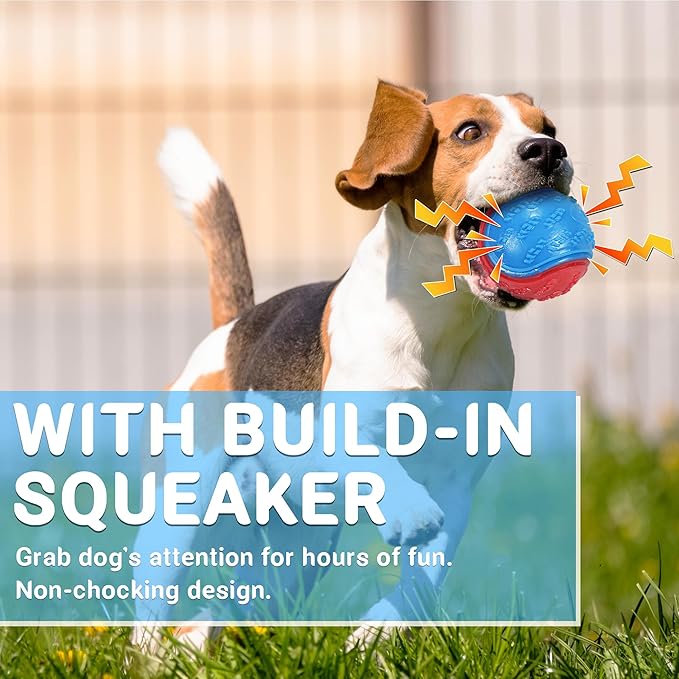 3.5in Squeaky Dog Balls Toys for Training, Dog Toys to Keep Them Busy, High Bouncy Balls for Interactive Playing, Great for Puppy Pet Teething and Chew 4Pcs