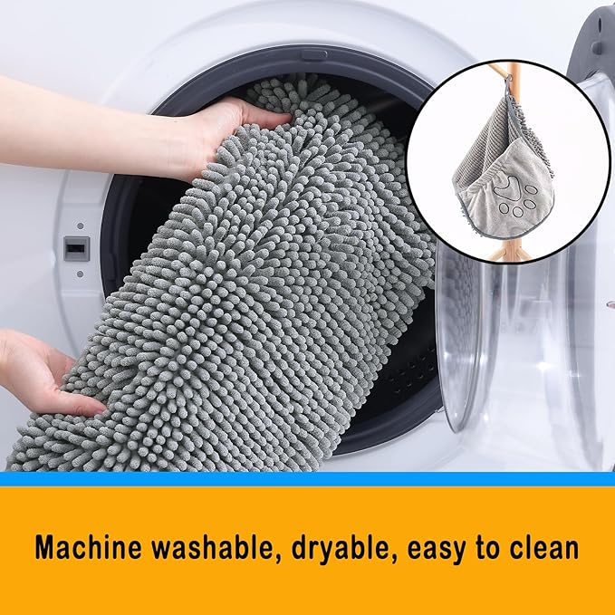 Quick Dry pet Dog Towels,Ultra Absorbent Microfiber, Suitable Dog and cat Bath Towel, Comfortable Hand Pockets, Indoor Outdoor Use,Durable Material,Machine Washable (30 * 13.7in)