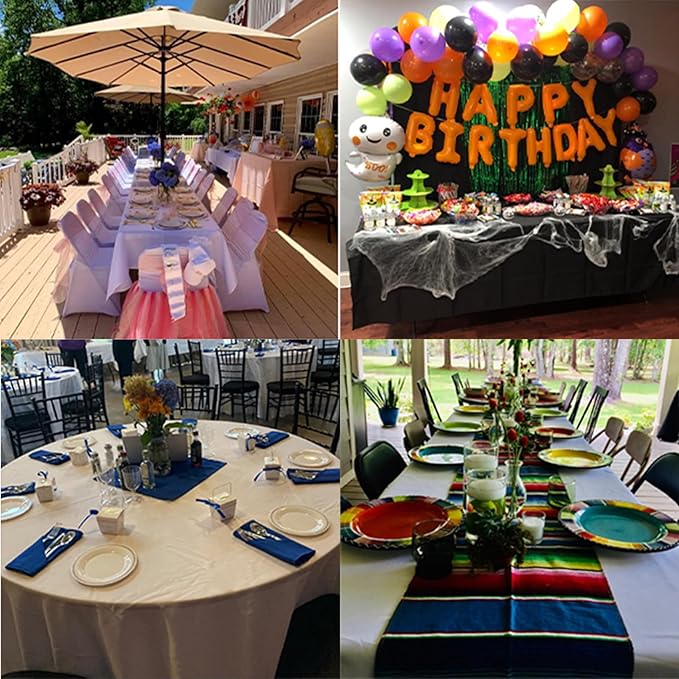 6 Pack Black Round Tablecloths 108 Inches Table Cloth Stain and Wrinkle Resistant Washable Polyester Table Cover Fabric for Party, Wedding,Dining,and Banquet Decoration