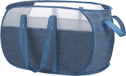 Pop Up Laundry Hamper，with Durable Handles collapsible laundry basket，Easy to Open and Fold for college Dorm,kids room，travel (Blue)…