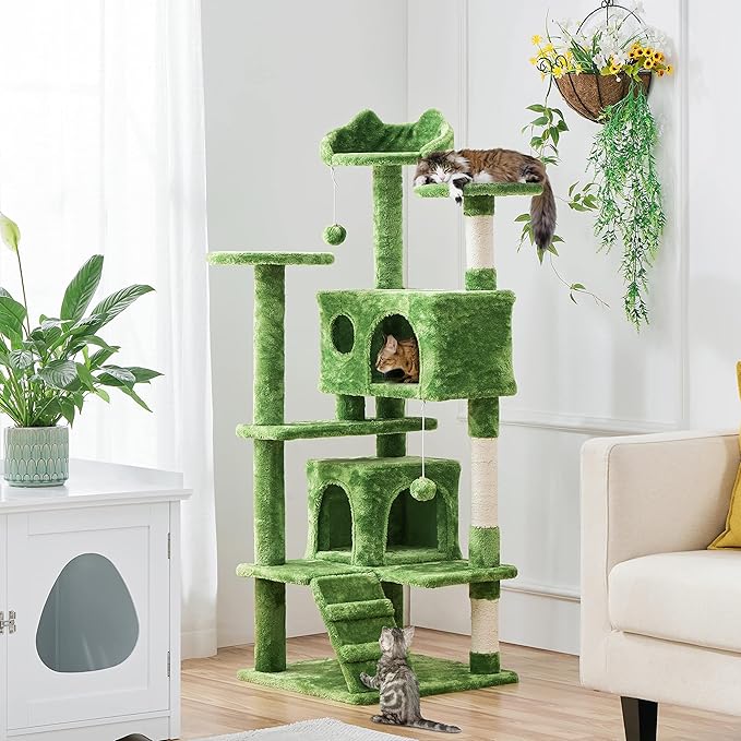 Yaheetech Cat Tree - 54in Tower with Condo, Scratching Posts & Balls, Perfect for Kittens