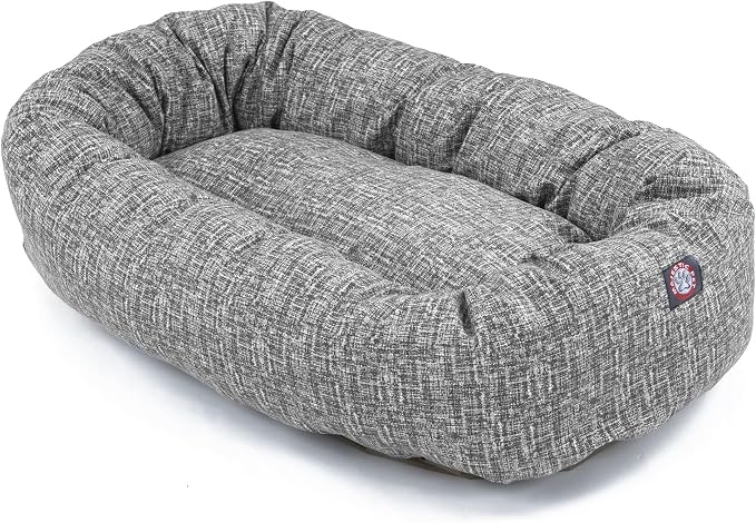 Majestic Pet Bagel Calming Dog Bed 52 in X-Large, Round Washable, Lt. Black | Cozy Soft Fluffy Donut Pet Bed with Spine Support for Head Rest – Anti-Anxiety Comfort for Puppies & Dogs, 52x35x11 Inches