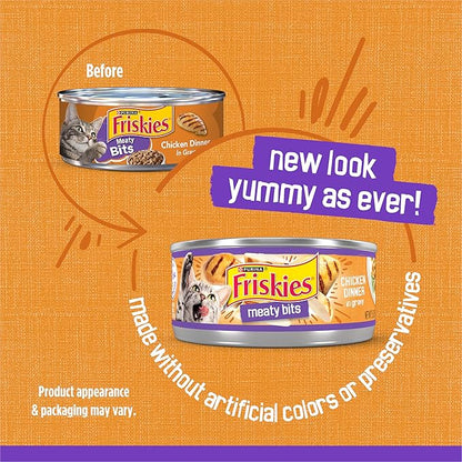Purina Friskies Wet Cat Food, Meaty Bits Chicken Dinner in Gravy - (Pack of 24) 5.5 oz. Cans