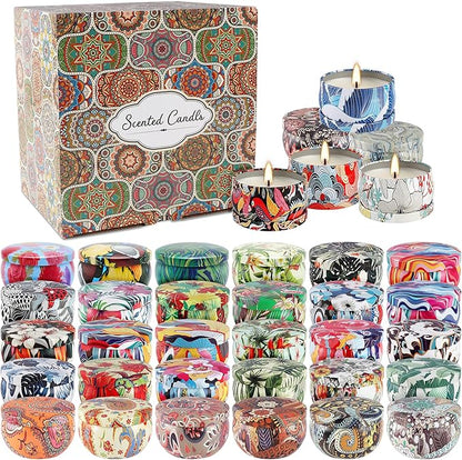36 Pack Scented Candles Set for Home, Relaxing Stress Relief, Aromatherapy - Natural Soy Wax and Fragrance - Gifts for Women, Mom, Best Friend, Wife, Birthday