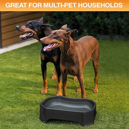 Neater Pet Brands Large Water Bowl for Dogs, Outdoor Dog Water Bowl (1.25 Gallon Extra-Large Capacity), Big Trough Style Food Dish for Indoors or Outside, No Spill Large Dog Bowls, Midnight Black