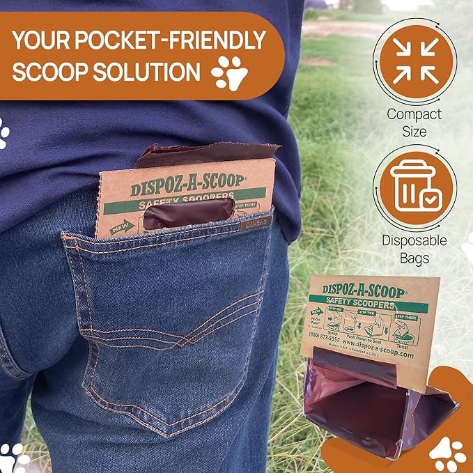 Dispoz-A-Scoop® 250 Pack"Scoop-Seal-Dispose” Dog Pooper Scooper with Bag Attachment, No-Touch Pooper Scoopers Solution, Portable Pooper Scooper for Dogs Large and Small, Dog Poop Scooper for Yard Walk