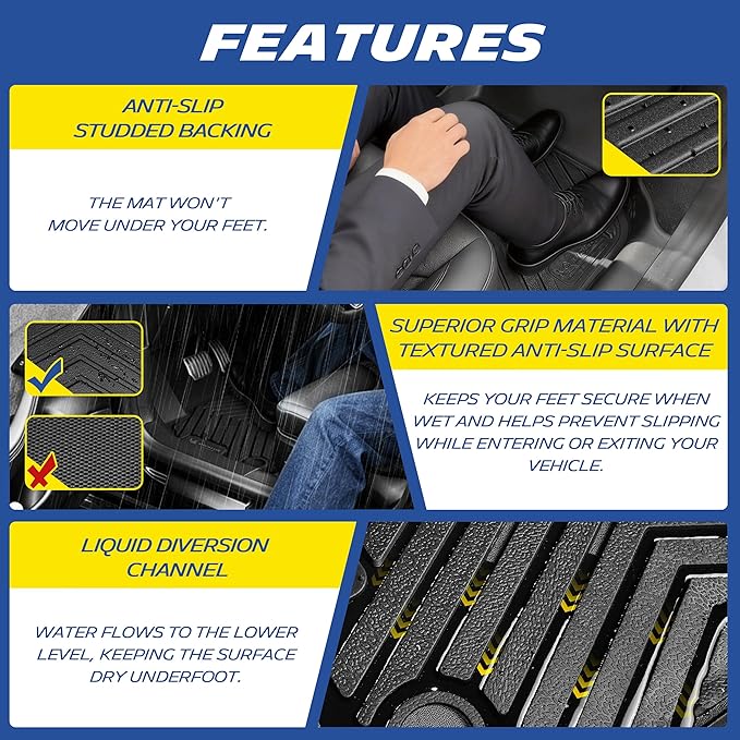 Michelin Vehicle Mat, All-Weather TPE Custom Fit Liner for Tesla Model 3 Floor Mats 2024-2027 (3 Piece), Premier B