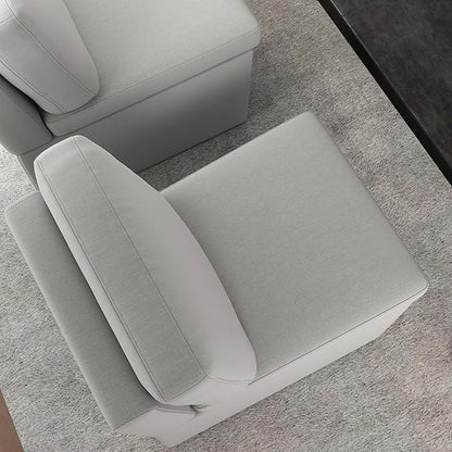 VKNOW Upholstered Dining Chairs Set of 4, Modern Kitchen Chairs with Storage, Linen Armchair Dining Room Chair for Kitchen Dining Room Office Bedroom, Light Grey
