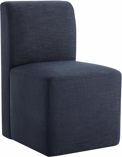 CHITA Dining Chairs with Casters Set of 4, FSC Certified Upholstered Armless Modern Rolling Dining Chairs with Rollers for Bedroom Reading Room Living Room, Insignia Blue