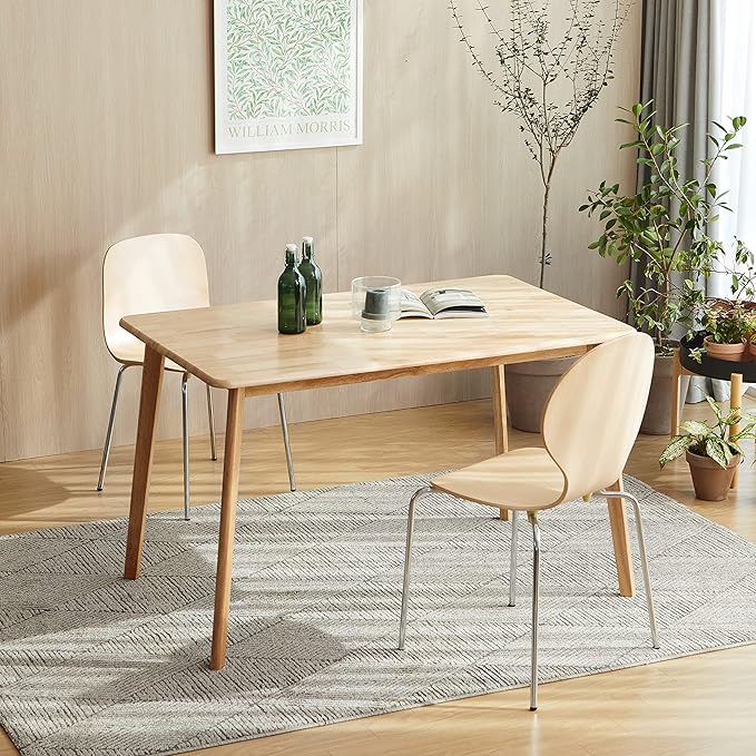 Livinia Canberra 47.2" Rectangular Wooden Dining Table/Mid Century Modern Malaysian Oak Kitchen Table (Natural-Oak) Table Only
