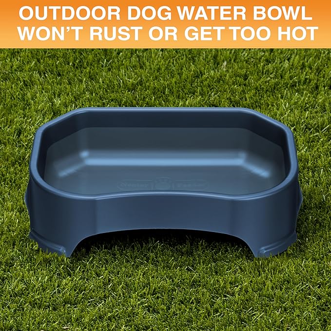 Neater Pet Brands Large Water Bowl for Dogs, Outdoor Dog Water Bowl (1.25 Gallon Extra-Large Capacity), Big Trough Style Food Dish for Indoors or Outside, No Spill Large Dog Bowls, Dark Blue