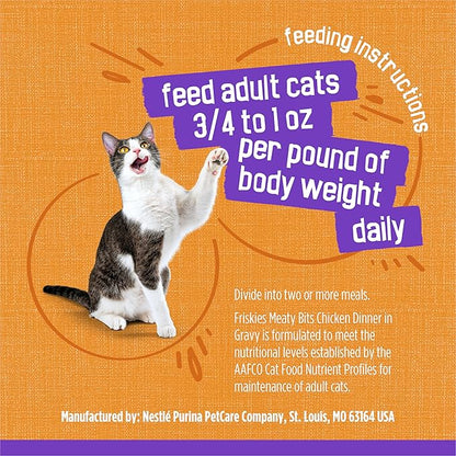 Purina Friskies Wet Cat Food, Meaty Bits Chicken Dinner in Gravy - (Pack of 24) 5.5 oz. Cans