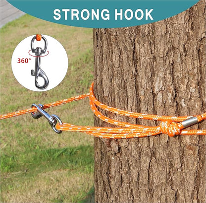 Reflective Cat Leash -50FT Cat Cable Out Escape Proof Walking Leads Yard Long Durable Safe Personalized Extender Leash Traning Play Outdoor for Puppies/Kittens/Rabbits/Small Animals