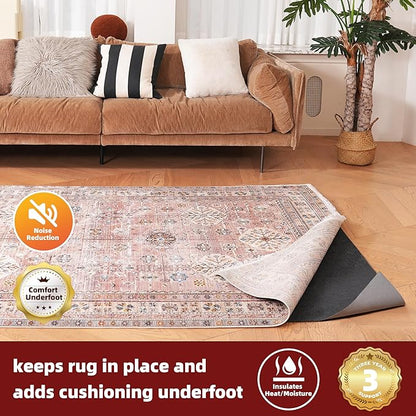 BAGAIL Felt and Natural Rubber Backing Rug Pads 1/4” Thick, Round 6 Ft Non Slip Carpet Gripper Keep Rugs in Place, Under Area Rug Protective Cushioned Pads, Carpet Runners, Hardwood Floors Protection