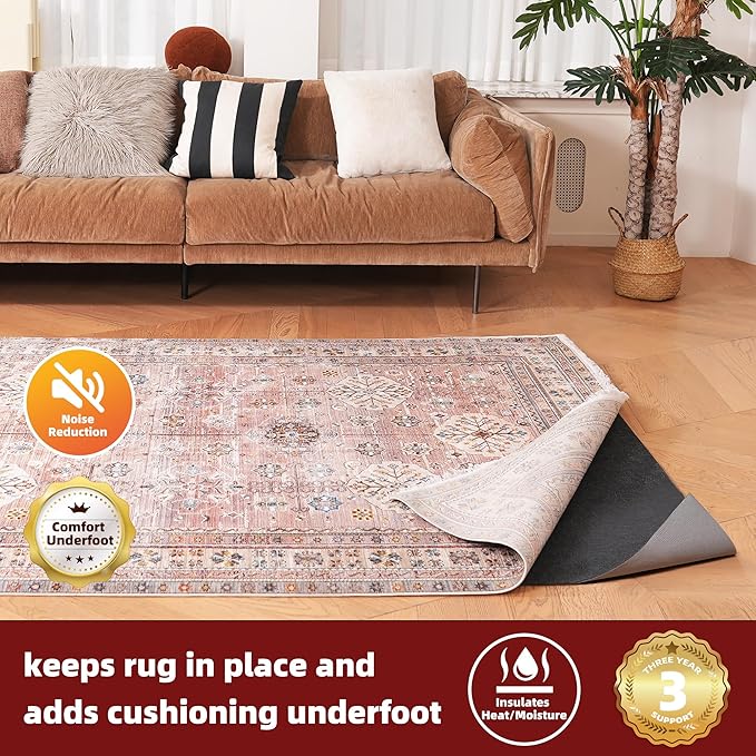 BAGAIL Felt and Natural Rubber Backing Rug Pads 1/4” Thick, 4 x 6 Ft Non Slip Carpet Gripper Keep Rugs in Place, Under Area Rug Protective Cushioned Pads, Carpet Runners, Hardwood Floors Protection