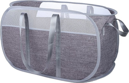 Pop Up Laundry Hamper，with Durable Handles collapsible laundry basket，Easy to Open and Fold for college Dorm,kids room，travel (Gray)…