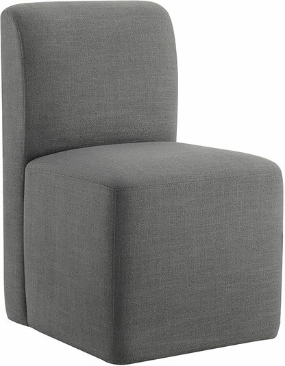CHITA Dining Chairs with Casters Set of 2, FSC Certified Upholstered Armless Modern Rolling Dining Chairs with Rollers for Bedroom Reading Room Living Room, Grey