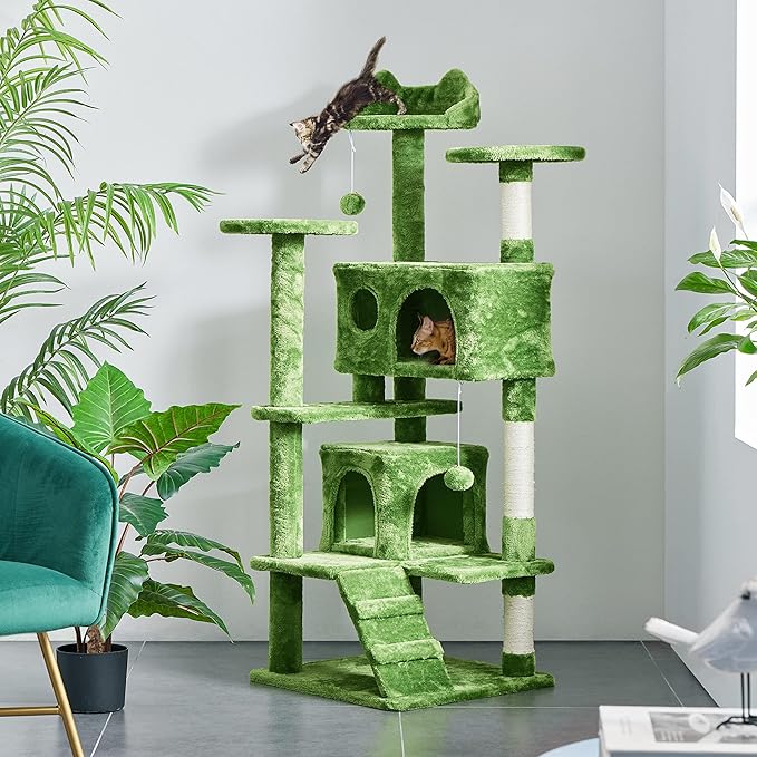 Yaheetech Cat Tree - 54in Tower with Condo, Scratching Posts & Balls, Perfect for Kittens