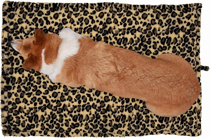 Furhaven ThermaNAP Self-Warming Cat Bed for Indoor Cats & Small Dogs, Washable & Reflects Body Heat - Quilted Faux Fur Reflective Bed Mat - Leopard, Small