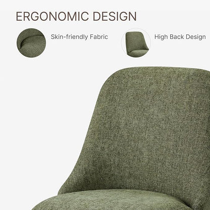 Swivel Dining Chairs Set of 4, Upholstered Mid Century Modern Deskchair with High Back, Linen Fabric Kitchen Chairs for Dining Room, Bedroom, Dressing Room, Moss Green