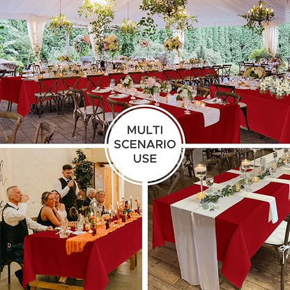 Fitable 8 Pack Table Cloth Rectangle Table: Stain and Wrinkle Resistant Tablecloth Rectangular, Washable Polyester Tablecloths for Wedding Christmas Party Dining Banquet Event(Red, 70x120 Inch)