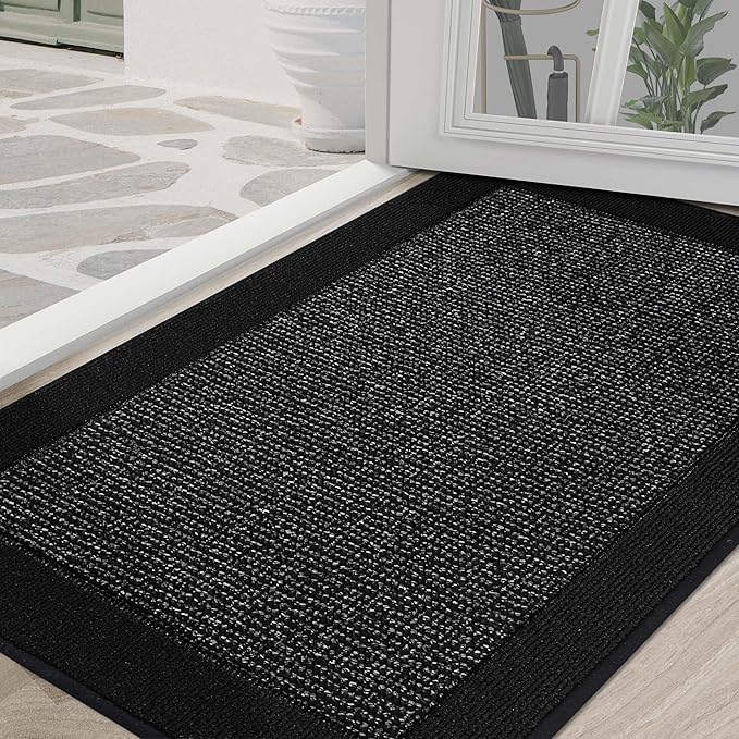 BEQHAUSE Indoor Door Mat 36" x 60", Dirt Trapper Door Mats Non-Slip Entryway Rugs Washable, Resist Dirt Absorbent Welcome Mat, Low Profile Floor Mats for Front Back Door and Entryway, Black