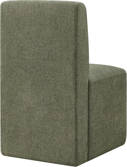 CHITA Dining Chairs with Casters Set of 2, FSC Certified Upholstered Armless Modern Rolling Dining Chairs with Rollers for Bedroom Reading Room Living Room, Moss Green