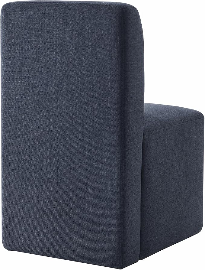 CHITA Dining Chairs with Casters Set of 2, FSC Certified Upholstered Armless Modern Rolling Dining Chairs with Rollers for Bedroom Reading Room Living Room, Insignia Blue