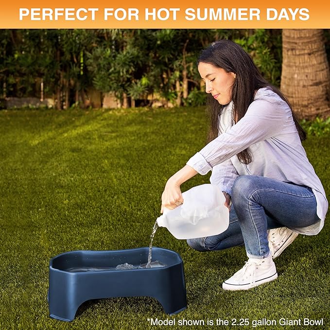 Neater Pet Brands Large Water Bowl for Dogs, Outdoor Dog Water Bowl (1.25 Gallon Extra-Large Capacity), Big Trough Style Food Dish for Indoors or Outside, No Spill Large Dog Bowls, Dark Blue