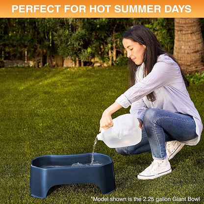 Neater Pet Brands Large Water Bowl for Dogs, Outdoor Dog Water Bowl (1.25 Gallon Extra-Large Capacity), Big Trough Style Food Dish for Indoors or Outside, No Spill Large Dog Bowls, Dark Blue