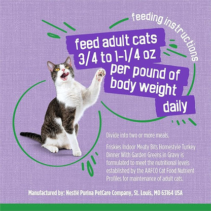 Purina Friskies Indoor Cat Food Meaty Bits Homestyle Turkey Dinner With Garden Greens in Gravy - (Pack of 24) 5.5 oz. Cans