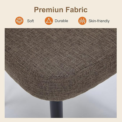 Modern Dining Chairs, Fabric Upholstered Accent Kitchen Chairs with Comfy Padded Seat & Sturdy Metal Legs, Side Farmhouse Chairs for Dining Room, Living Room, Restaurant (Brown, Set of 4)
