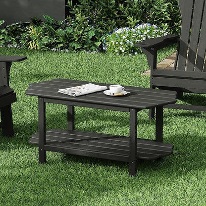 Adirondack Outdoor Patio Table-2 Tier Outside Table Irregular Grey Coffee Table for Garden Indoor Sun Room