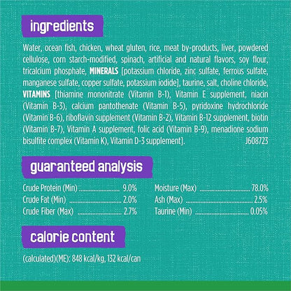 Purina Friskies Indoor Cat Food Meaty Bits Saucy Seafood Bake With Garden Greens in Sauce - (Pack of 24) 5.5 oz. Cans